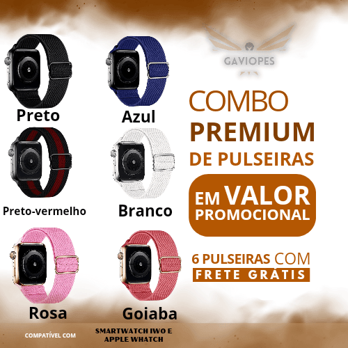Combo de Pulseiras de Náilon Elásticas Exclusivas Para Smartwatchs - Gaviopes